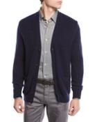 V-neck Button-front Cashmere-silk Cardigan