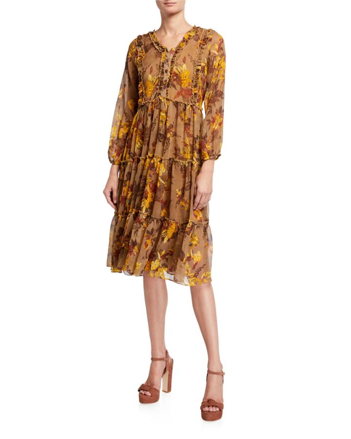 Floral-fit Ruffle Tiered Dress