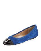 Saucy Quilted Suede Flat, Jordan Blue