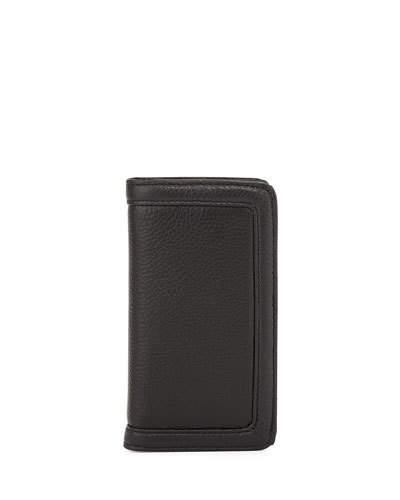 Luca Leather Flap-top Tech Wallet, Black