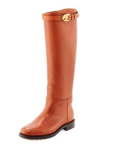 Animalia Lion-buckle Leather Knee-high Boot