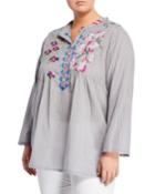 Tropical Garden Embroidered Voile Tunic,