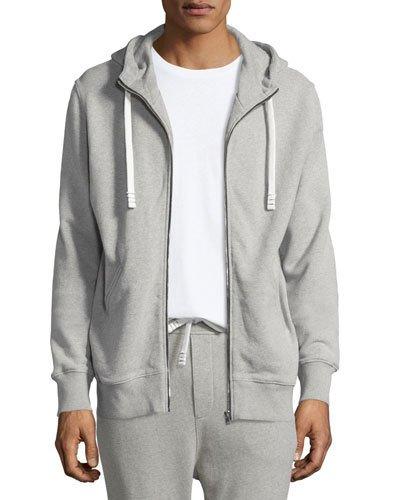 Clevy Zip-front Knit Hoodie, Gray