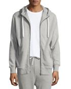Clevy Zip-front Knit Hoodie, Gray