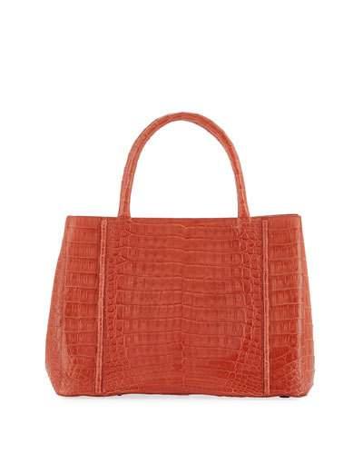Small Sectional Crocodile Tote Bag, Orange P9