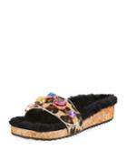 Lyla Gem Leopard-print Slide Sandal,