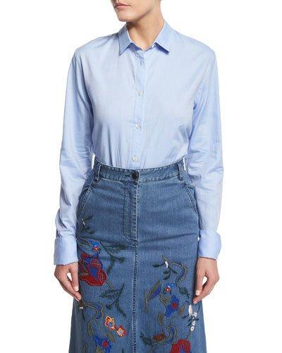 Long-sleeve Oxford Shirting Bodysuit,