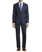 James Grid-check Two-piece Suit, Open Blue