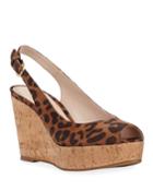 Jean Leopard Slingback Wedge