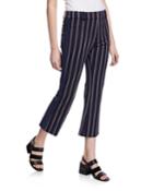 Cropped Flare Trousers With Braided Trim