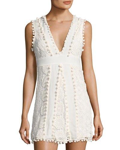 Vesta Pompom-trim Dress, White
