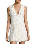 Vesta Pompom-trim Dress, White