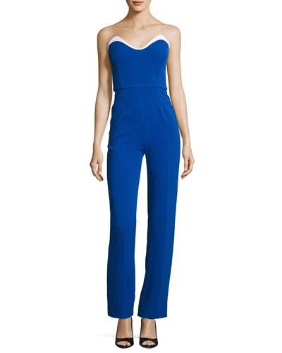Cady Bustier Jumpsuit, Blue/white