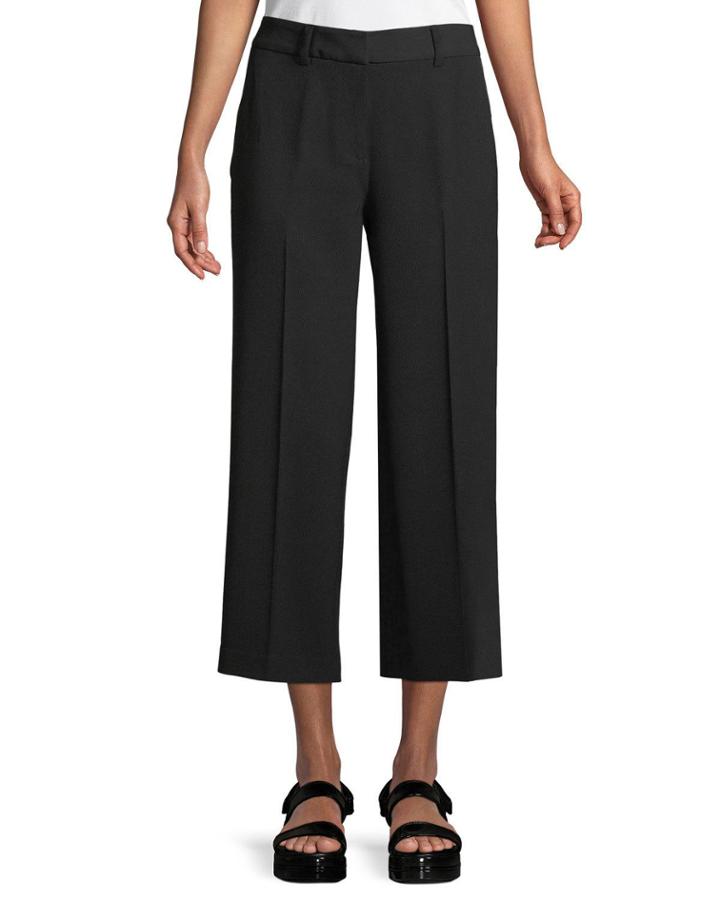 Cropped Wide-leg Crepe Pants