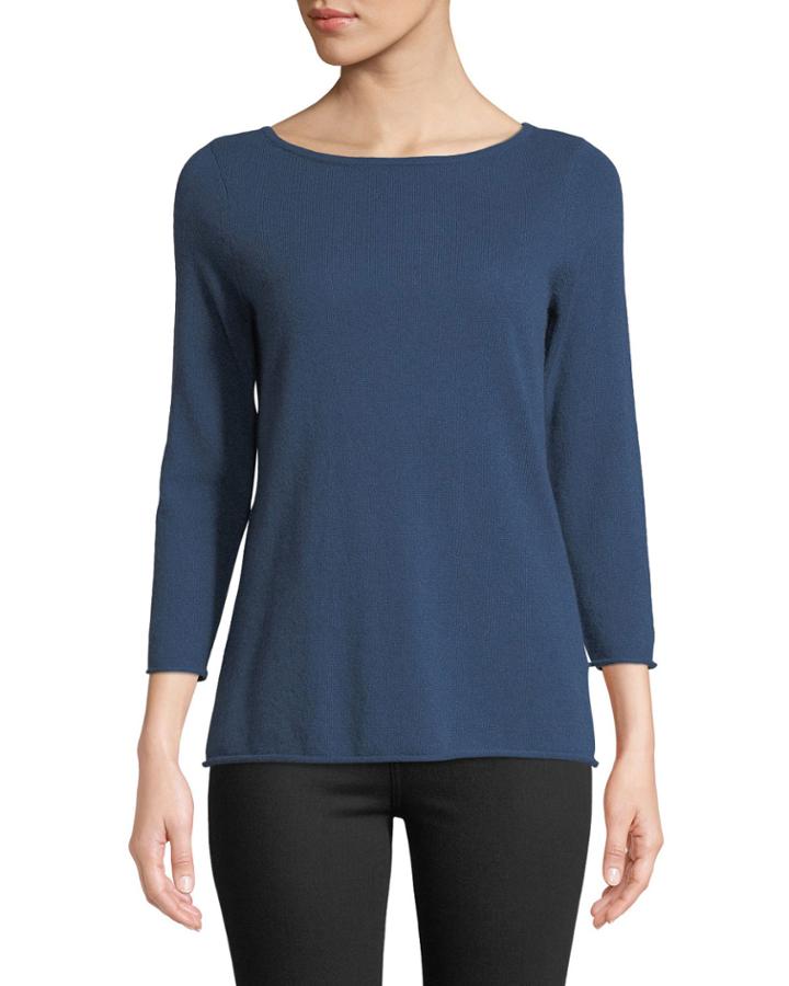 Cashmere Boat-neck Pullover Sweater,