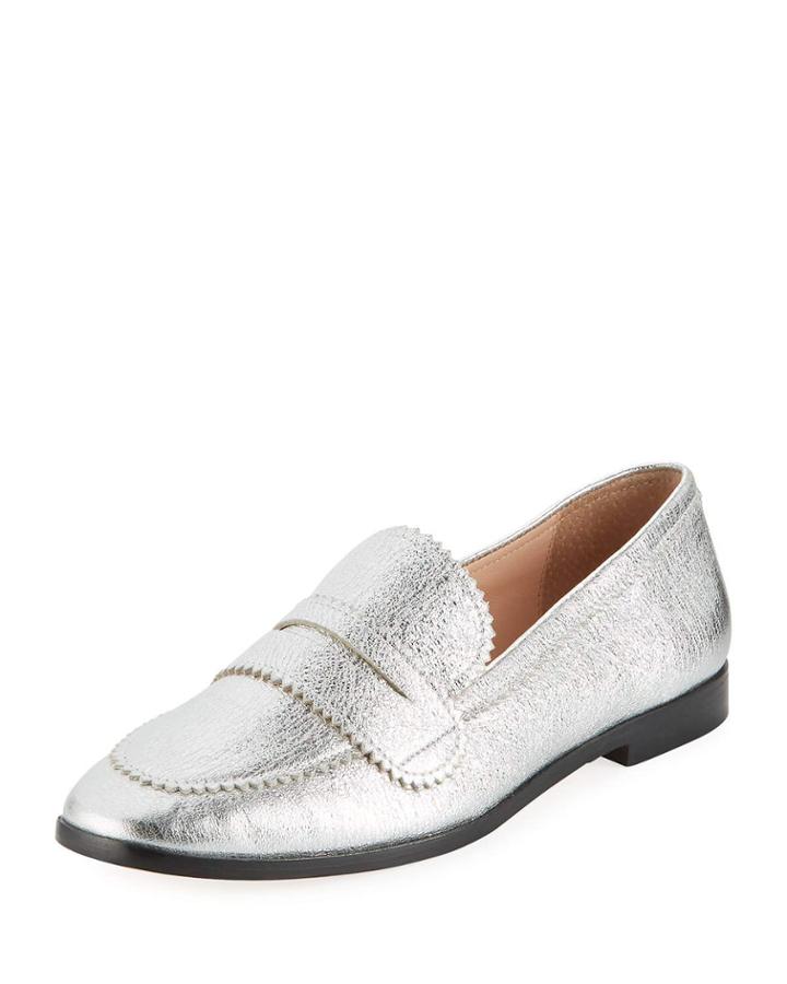 Beatrix Pinked Metallic Loafers,