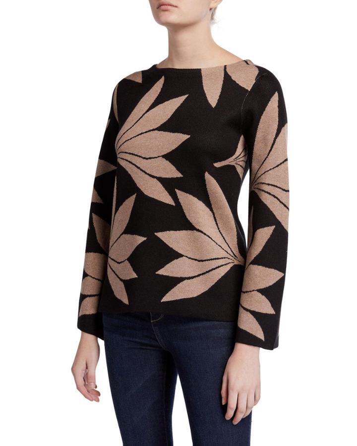 Bell-sleeve Botanical Intarsia