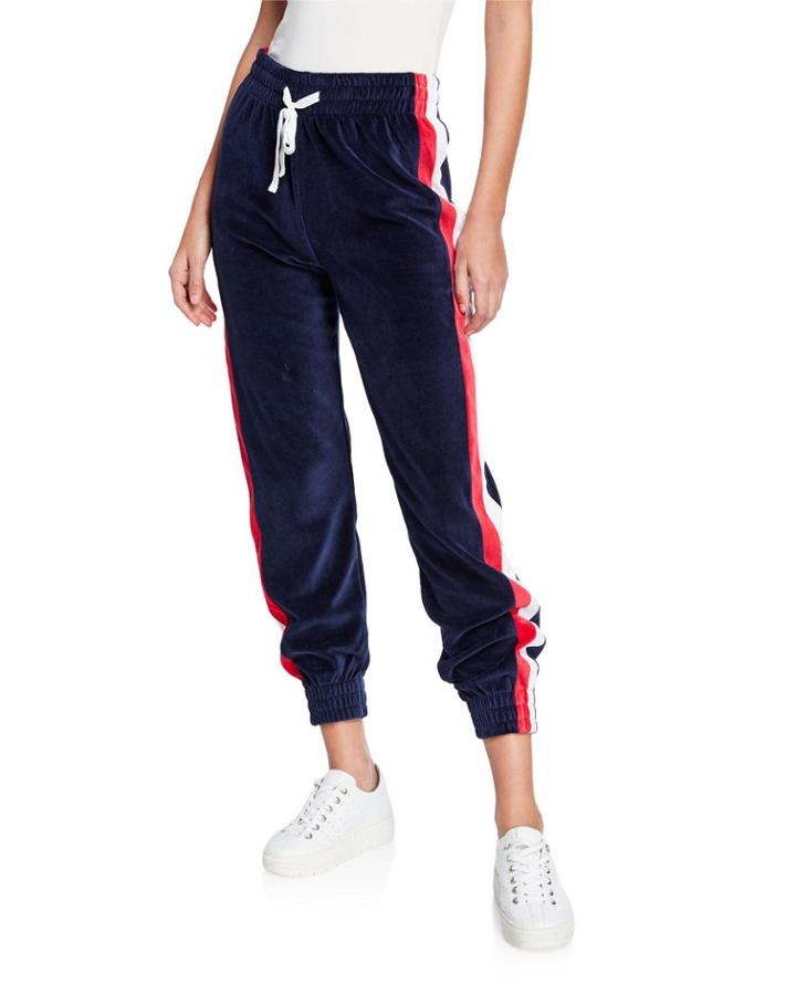 Side Stripe Velour Track Pants