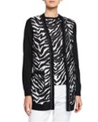 Zebra Chain-trim Knit Cardigan W/ Tie Belt