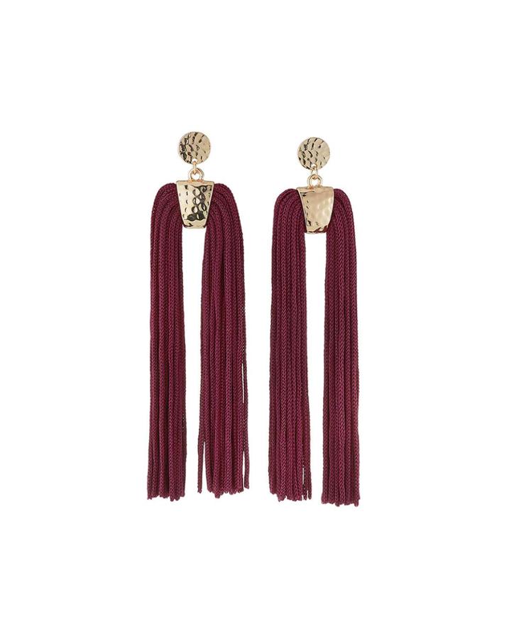 Double-tassel Earrings, Red