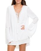 Lace-up Long-sleeve Coverup