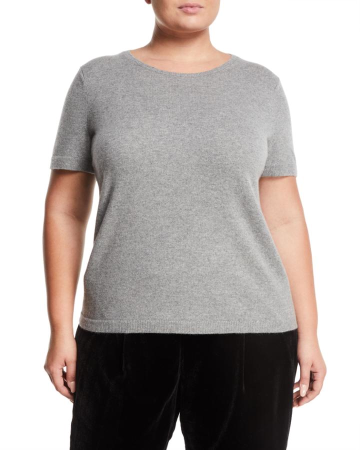 Cashmere Short-sleeve Chain-trim Sweater,