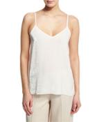 Featherweight Velvet V-neck Camisole, Ecru