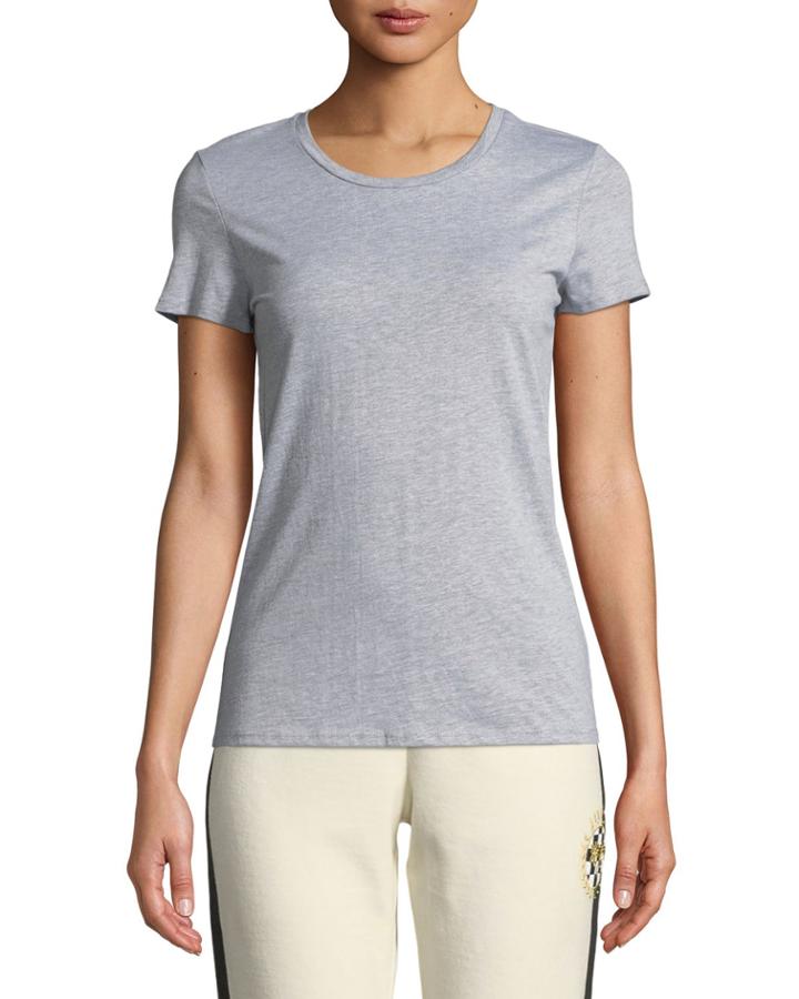 Crewneck Crystal Logo-back Jersey Tee