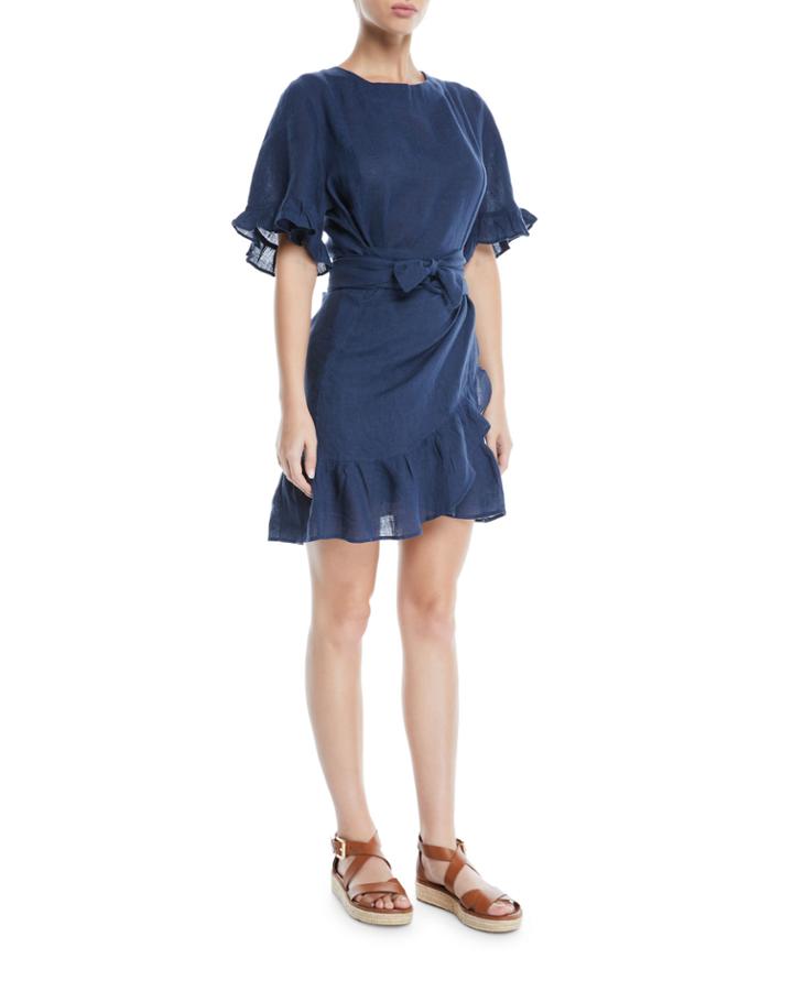Spello Ruffled-linen Wrap Dress
