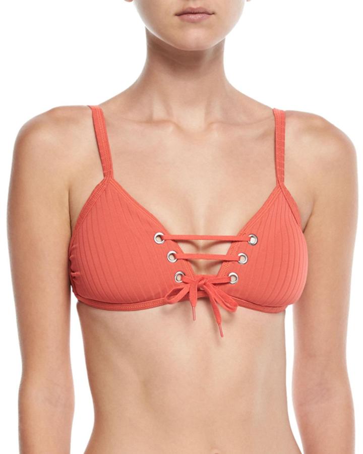 Inka Ribbed Lace-up Bralette