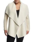 Faux-shearling Knit-sleeve Jacket,