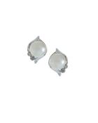 14k White South Sea Pearl & Diamond Stud Earrings,