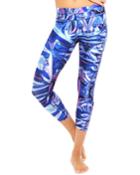 High-rise Iridescent Foil-print Capri
