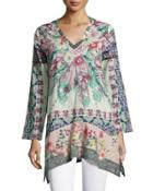 Tribeca Long-sleeve Floral Tunic,