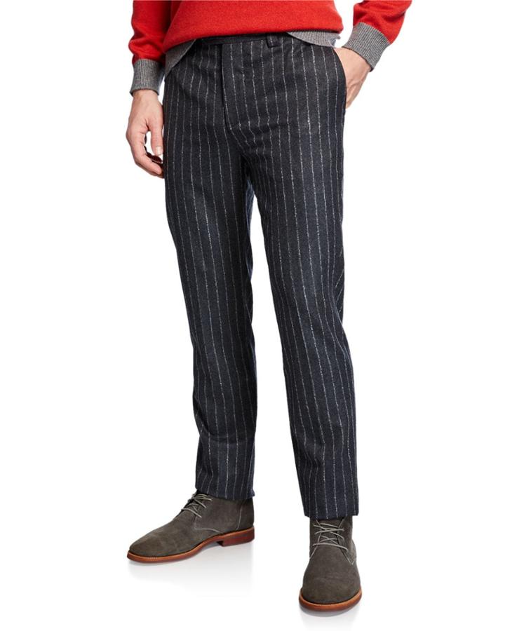 Men's Striped Wool Trousers