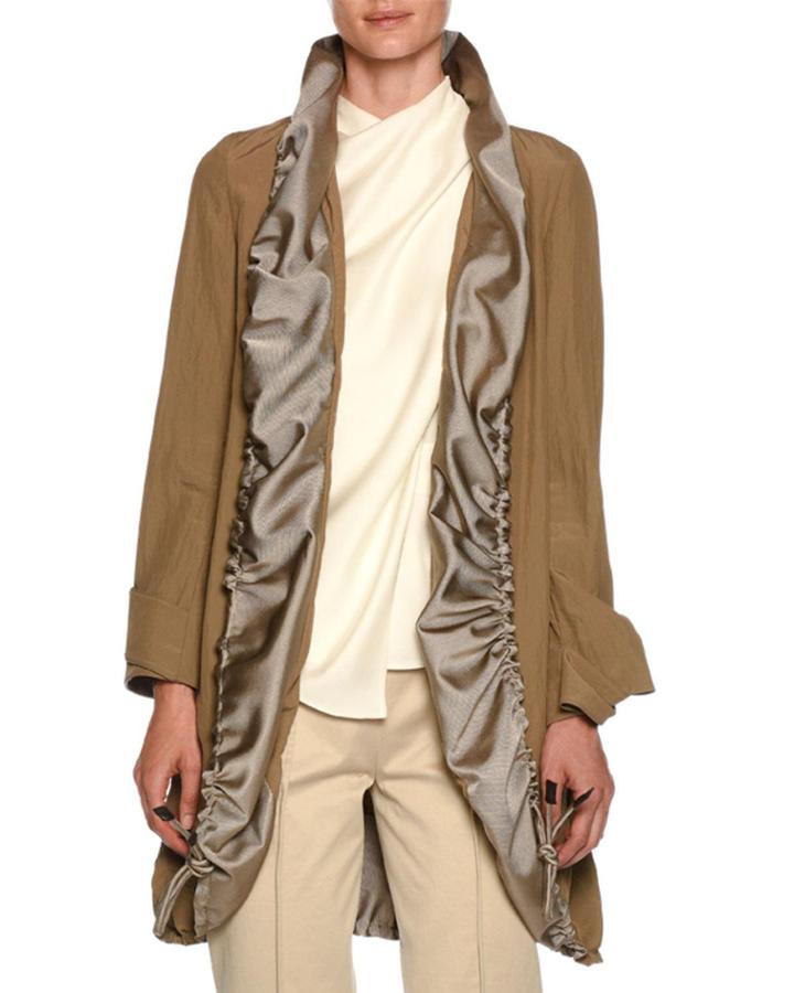 Easy Belted Topper Jacket W/ Ruched Contrast