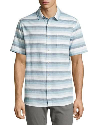 Striped Short-sleeve Shirt, White/multi