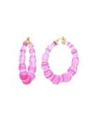 Bamboo Hoop Earrings, Hot Pink