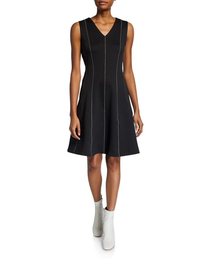 Contrast Stitch A-line Sleeveless Dress
