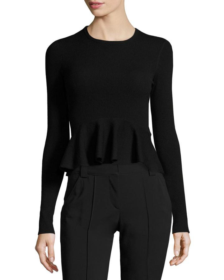Alex Long-sleeve Ribbed Peplum Top