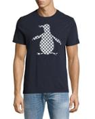 Gingham-print Graphic Tee, Blue