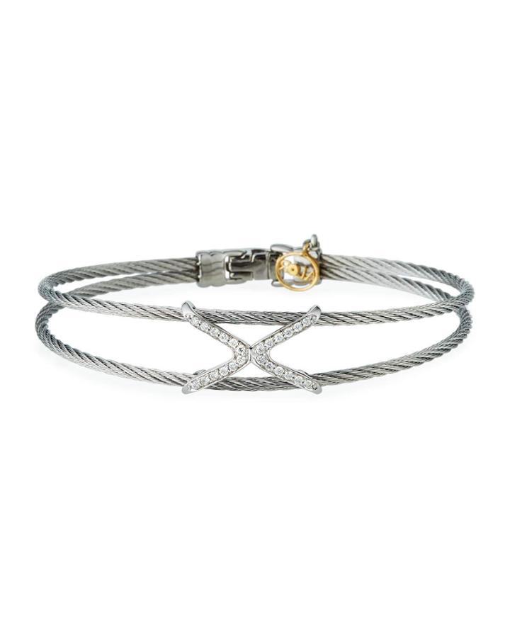 2-row Diamond Crisscross Bangle