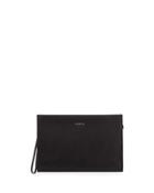 Tessa Xl Saffiano Leather Envelope Clutch Bag, Black