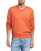 Men's V-neck Wool-blend Pullover