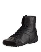 D Fence Perforated High-top Sneakers, Black