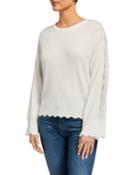 Lace Trimmed Scallop-hem Pullover