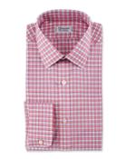 Check Cotton Dress Shirt, Red/blue