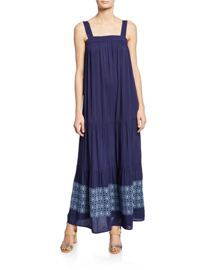 Embroidered Tiered Sleeveless