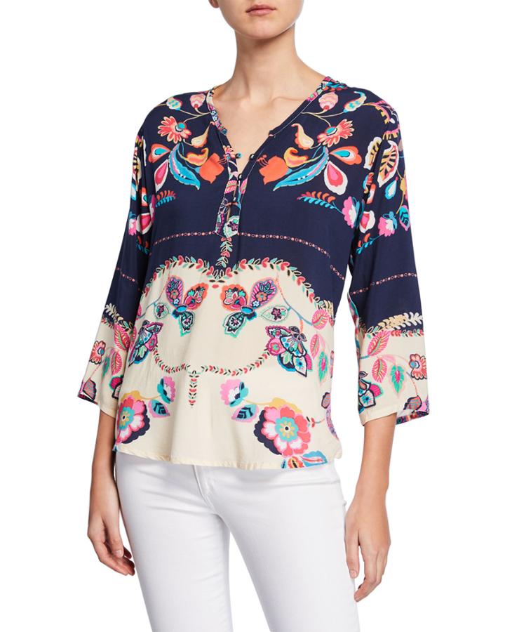 Zahra Printed Button-front Top