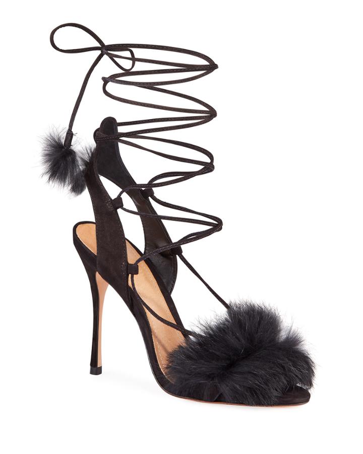 Lori Suede Faux-fur Ankle Tie Evening